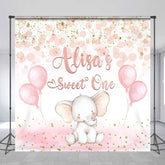 Aperturee - Aperturee Pink Balloons Elephant Sweet One Custom Backdrop